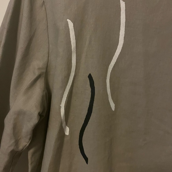 On the Rocks Sz S Aline Taupe Beige pullover cotton linen blouse. - Picture 4 of 5